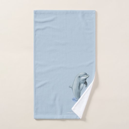 Elegante Moderne Dolphin & Script auf Wondrous Blu Badhandtuch Set (Handtuch)