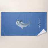 Elegante Moderne Dolphin & Script auf Wondrous Blu Strandtuch (Vorderseite)