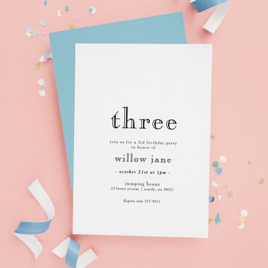 Elegante Moderne Drei Drittel Geburtstag Einladung