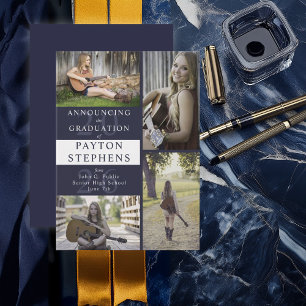 Elegante moderne dunkelblaue Foto-Abschlussfeier Ankündigung