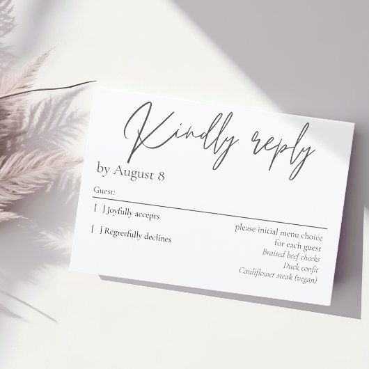 Elegante moderne dunkelgraue Hochzeitskarte RSVP