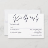 Elegante moderne dunkelmarineblaue RSVP-Karte RSVP Karte (Vorderseite)