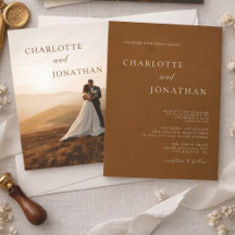 Elegante moderne dunkle kupferbraune Foto-Hochzeit