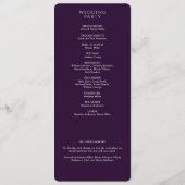 Elegante Moderne Dunkle Lila Hochzeit Programm (Rückseite)
