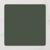 Elegante Moderne Dunkle Moss Grüne Hochzeit Menükarte (Rückseite)