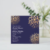 Elegante moderne dunkle Navy Blue Foil Floral Einl Einladung (Stehend Vorderseite)