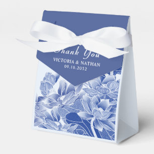Elegante Moderne Dusty Blue Floral Chinoiserie Geschenkschachtel