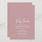 Elegante moderne Dusty Rose Pink Girl Babydusche Einladung (Vorne/Hinten)