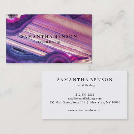 Elegante moderne Edelsteine - Kristalle heilen Visitenkarte (Vorne/Hinten)