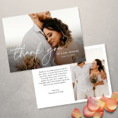 Elegante Moderne, einfache 2 Fotos Hochzeit Dankeskarte