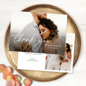 Elegante Moderne, einfache 2 Fotos Hochzeit Dankeskarte