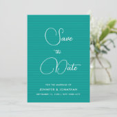 Elegante moderne, einfache Aquamarine VorlagenTypo Save The Date (Stehend Vorderseite)
