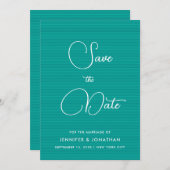 Elegante moderne, einfache Aquamarine VorlagenTypo Save The Date (Vorne/Hinten)