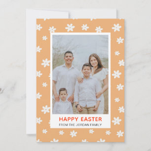 Elegante moderne einfache Blumen Frohe Ostern Foto Feiertagskarte
