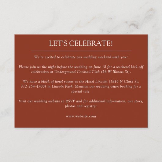 Elegante moderne, einfache Elemente Hochzeit Begleitkarte (Vorderseite)