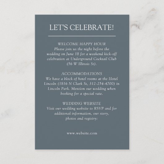 Elegante moderne, einfache Elemente Hochzeit Begleitkarte (Vorderseite)