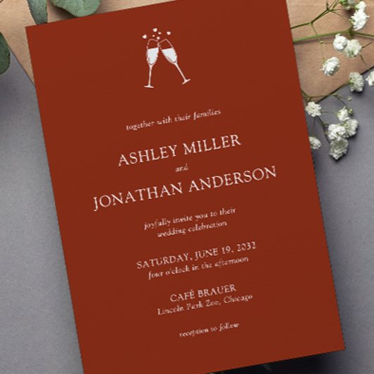 Elegante moderne, einfache Elemente Hochzeit Einladung