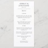 Elegante moderne, einfache Elemente Hochzeit Menükarte (Vorderseite)