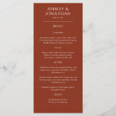 Elegante moderne, einfache Elemente Hochzeit Menükarte (Vorderseite)