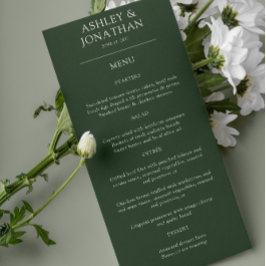 Elegante moderne, einfache Elemente Hochzeit Menükarte