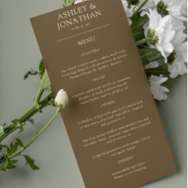 Elegante moderne, einfache Elemente Hochzeit Menükarte