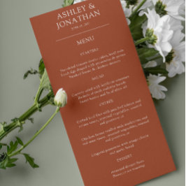 Elegante moderne, einfache Elemente Hochzeit Menükarte