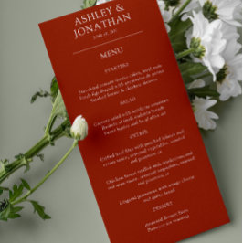 Elegante moderne, einfache Elemente Hochzeit Menükarte