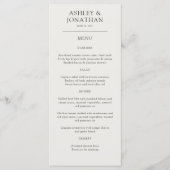 Elegante moderne, einfache Elemente Hochzeit Menükarte (Vorderseite)