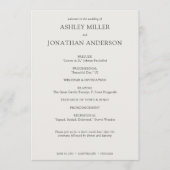 Elegante moderne, einfache Elemente Hochzeit Programm (Vorderseite)