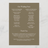 Elegante moderne, einfache Elemente Hochzeit Programm (Rückseite)