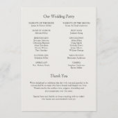 Elegante moderne, einfache Elemente Hochzeit Programm (Rückseite)