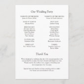 Elegante moderne, einfache Elemente Hochzeit Programm (Rückseite)