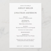 Elegante moderne, einfache Elemente Hochzeit Programm (Vorderseite)