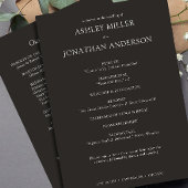 Elegante moderne, einfache Elemente Hochzeit Programm