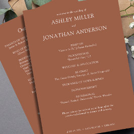 Elegante moderne, einfache Elemente Hochzeit Programm