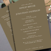 Elegante moderne, einfache Elemente Hochzeit Programm