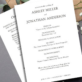 Elegante moderne, einfache Elemente Hochzeit Programm