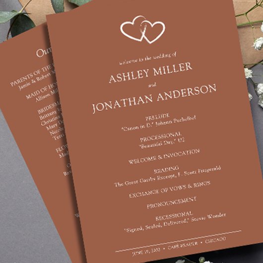 Elegante moderne, einfache Elemente Hochzeit Programm