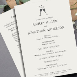 Elegante moderne, einfache Elemente Hochzeit Programm