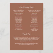 Elegante moderne, einfache Elemente Hochzeit Programm (Rückseite)