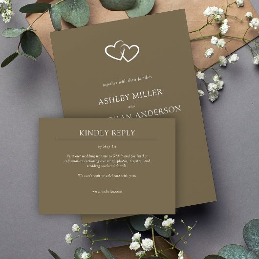 Elegante moderne, einfache Elemente Hochzeit RSVP Karte