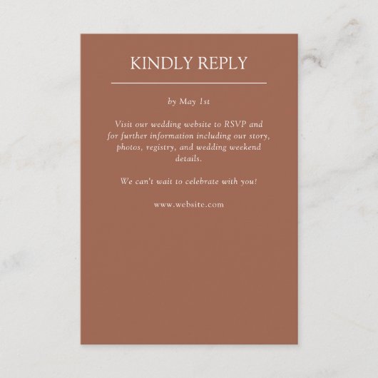 Elegante moderne, einfache Elemente Hochzeit RSVP Karte (Vorderseite)