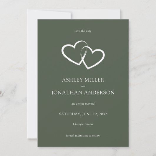 Elegante moderne, einfache Elemente Hochzeit Save The Date (Vorderseite)