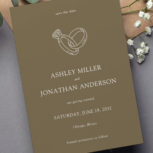 Elegante moderne, einfache Elemente Hochzeit Save The Date