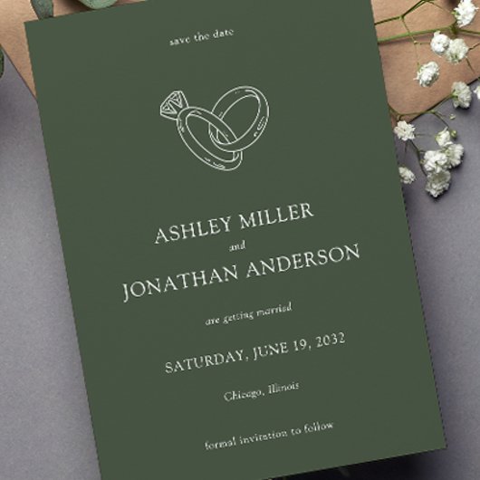 Elegante moderne, einfache Elemente Hochzeit Save The Date