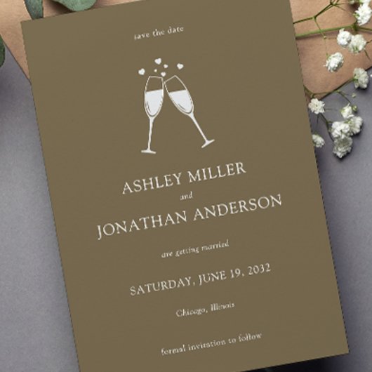 Elegante moderne, einfache Elemente Hochzeit Save The Date