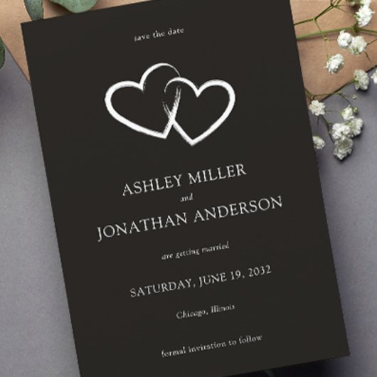 Elegante moderne, einfache Elemente Hochzeit Save The Date