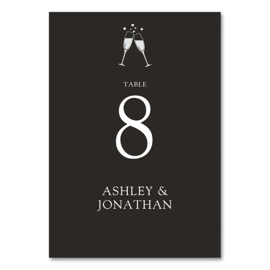 Elegante moderne, einfache Elemente Hochzeit Tischnummer (Rückseite)