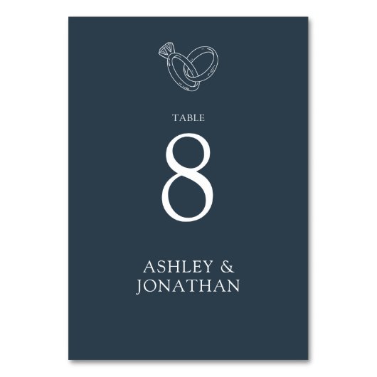 Elegante moderne, einfache Elemente Hochzeit Tischnummer (Vorderseite)