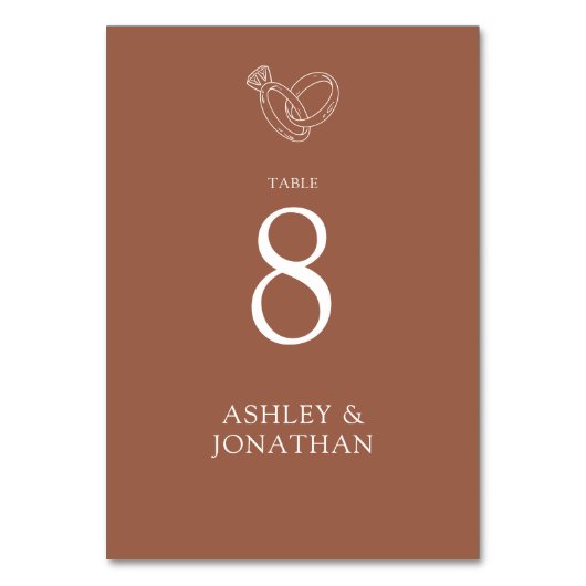 Elegante moderne, einfache Elemente Hochzeit Tischnummer (Vorderseite)